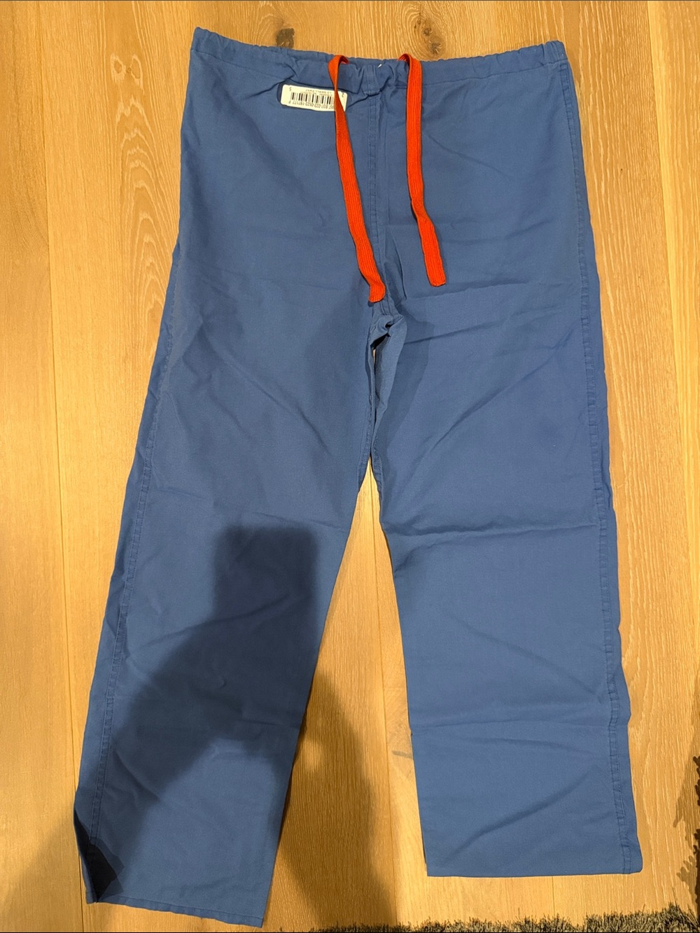 Men's Blue Drawstring SCRUBS SMALL with Contrast Red Tie